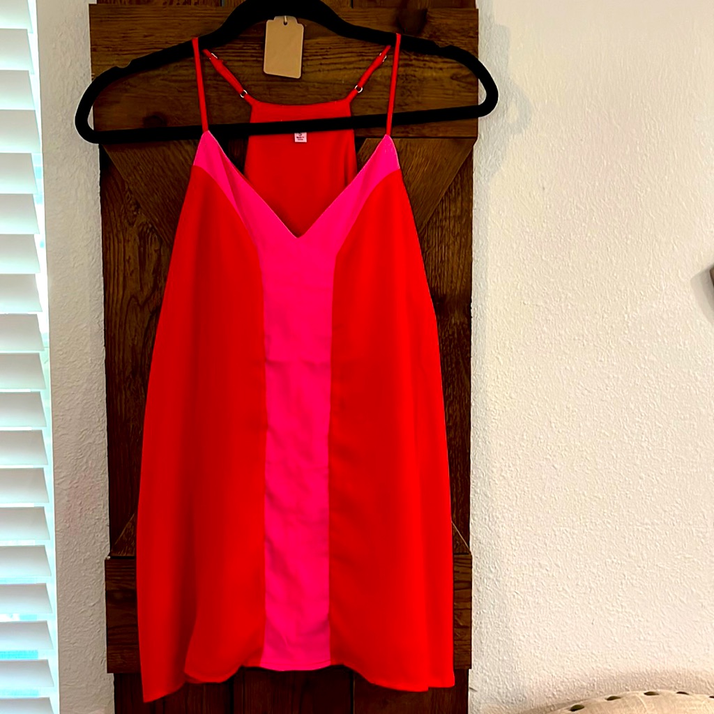 Brand New Rd And Pink Blouse
